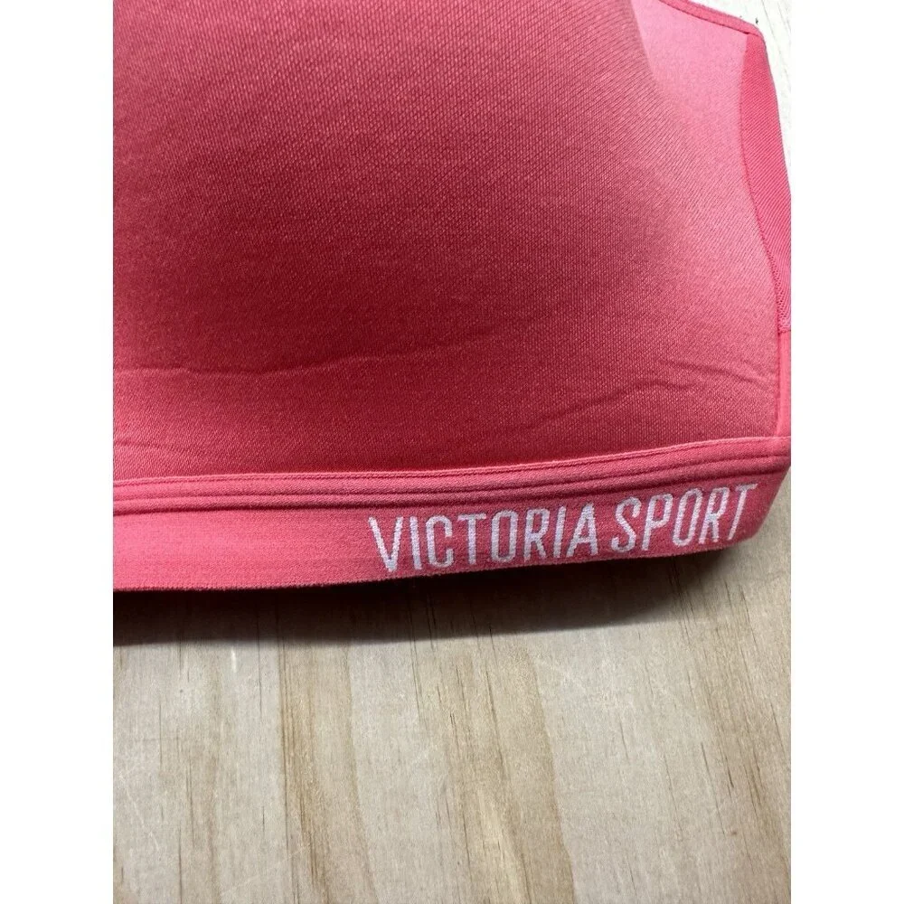 Victoria Secret Sports Bra 38DDD‎ Neon Orange Padded Full Coverage Razor Back